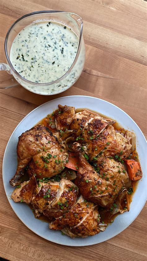 Paprika Herb Roasted Chicken With Tarragon Chive Cream Sauce Dining