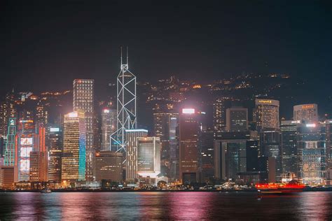 Urban Hong Kong Cityscape During Nighttime Hong Kong Island Image Free