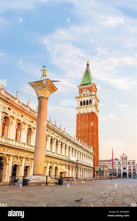 Piazza San Marco With National Library Of St Mark S Column Of San Teodoro The Campanile And