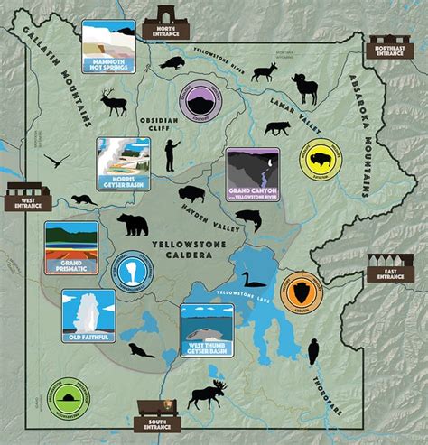 map of yellowstone points of interest