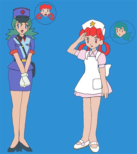 Officer Jenny and Nurse Joy body swap caption by SwapperSonic1991 on