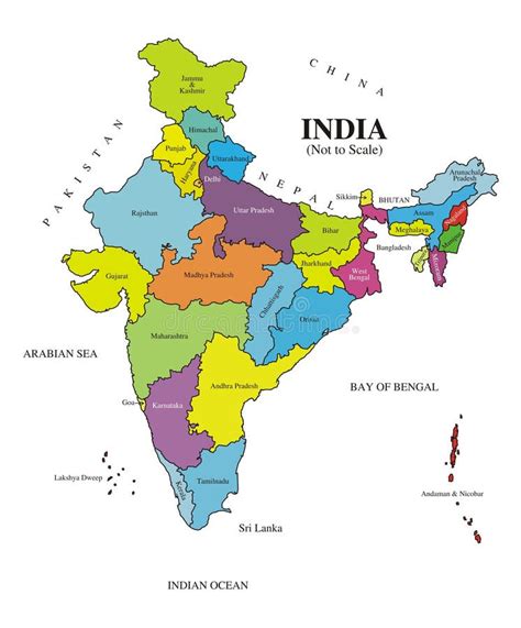 Labeled Political Map Of India With States