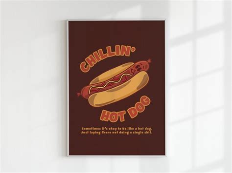 Hot Dog Retro Cartoon Poster Digital Print Vintage Food Etsy