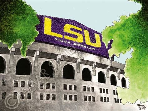Lsus Tiger Stadium Watercolor Painting By Jamar Simien