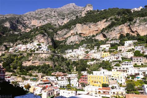 Colorful Home Built Into The Cliffs Of The Amalfi Coast In Positano