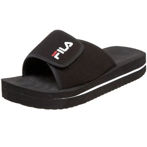 Mens Fila® Slip On Low Blackwhite Medium Width Sandals Size 10