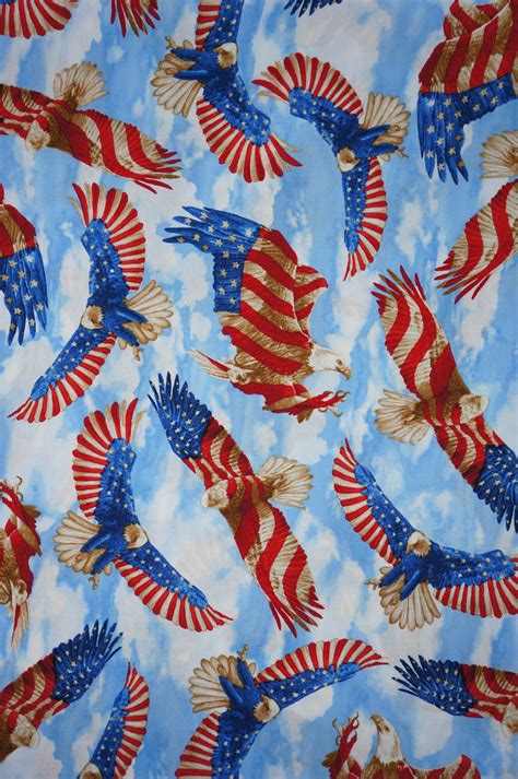 Patriotic American Eagle Flag Pattern By Hi Fashion Fabrics Etsy