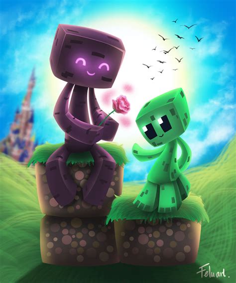 Minecraft Fanart Enderman X Creeper By Feluart On Deviantart