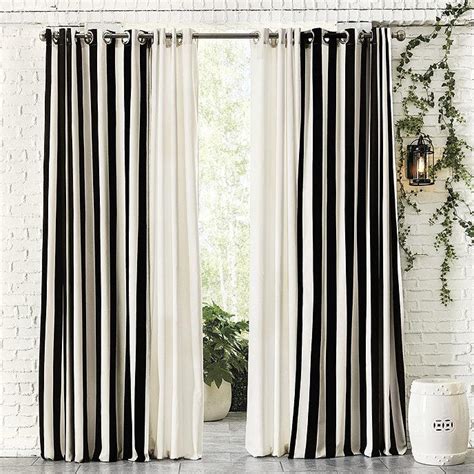 Ballard Designs Black White Striped Drapery Curtains