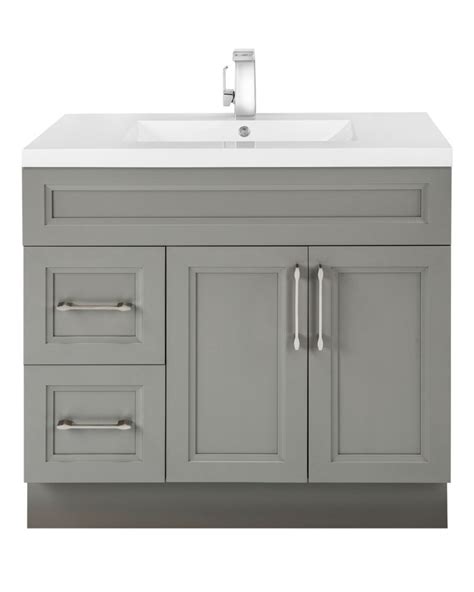 D bath vanity in pearl gray with cultured marble vanity top in white with white basin. Bathroom Vanity Sets | The Home Depot Canada