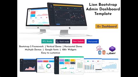 Responsive Bootstrap Admin Dashboard UI Kit UI Framework Lion YouTube