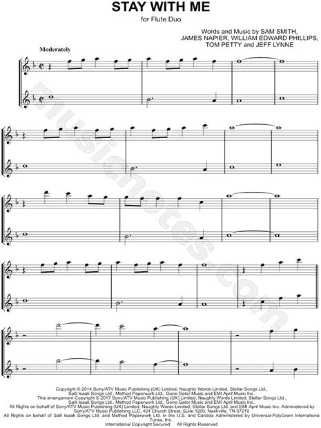 Sam Smith Stay With Me Flute Duet Sheet Music In F Major Download