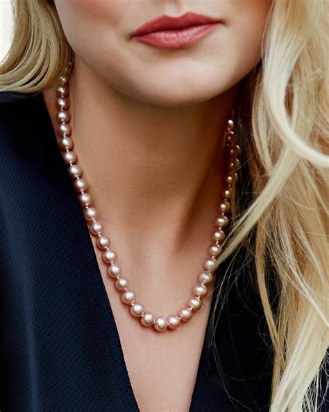 9 10mm Pink Freshwater Pearl Necklace Aaa Quality