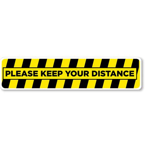 Please Keep Your Distance 245in X 5in Blkylw Floor Sign