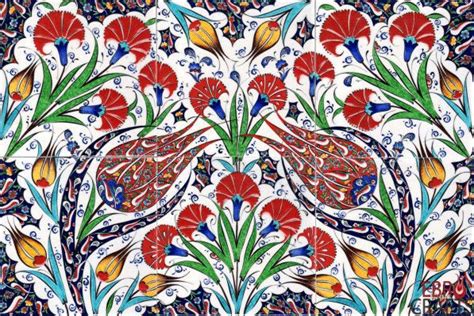 Hand Painted Tiles Iznik Tulip Carnation Design Turkish Etsy