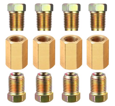 12 Piece 316 38 24 Inverted Brake Line Fittings And Brass Unions Ebay