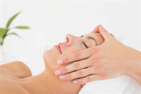 Attractive Woman Receiving Facial Massage At Spa Center Stock Image Image Of Health Adult