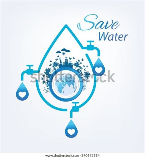 Save Water Concept Vector Illustration Stock Vector Royalty Free