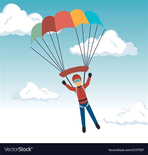 Man Parachute Extreme Sport Design Royalty Free Vector Image