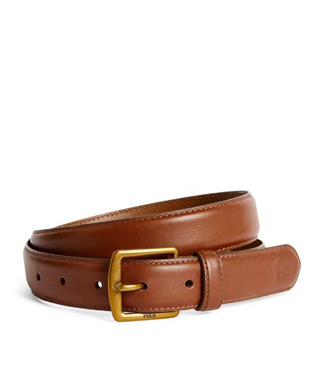 Mens Polo Ralph Lauren Brown Leather Belt Harrods Uk