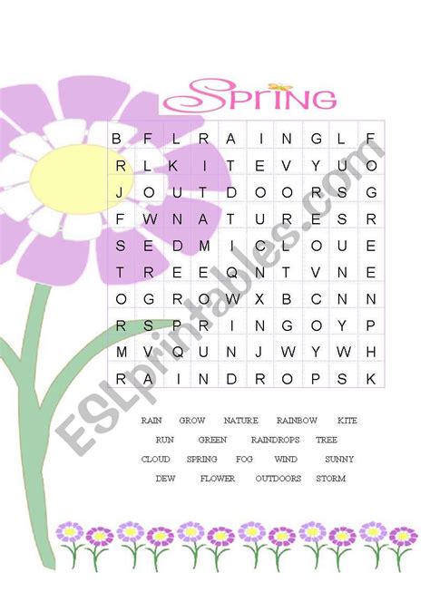 Springtime Word Search Printable Printable Word Searches