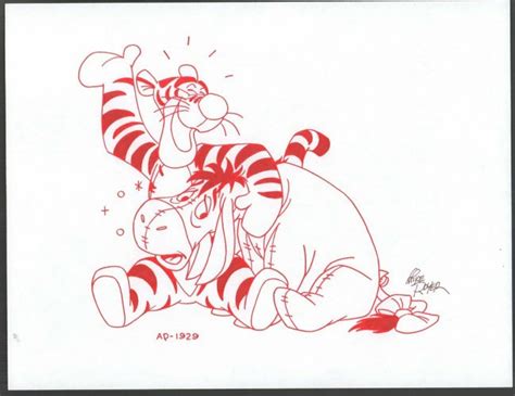 Winnie The Pooh Disney Red Ink Drawing Concept Art Tigger Ap By