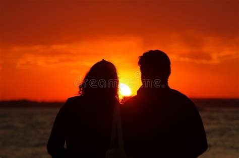 Couple In Love Watching Sunset Stock Photo Image Of Beauty Boyfriend