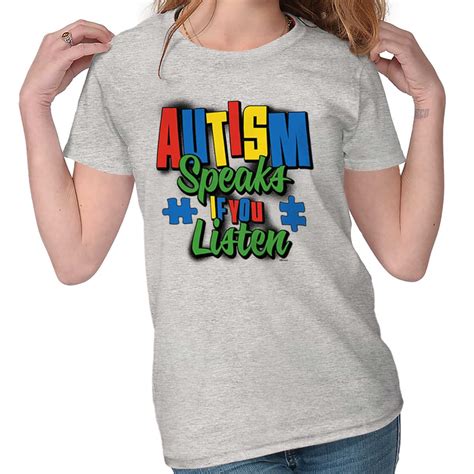 Autism Speaks If You Listen Autistic Awareness Charity Ladies T Shirt