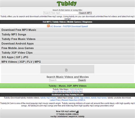 The users can save their favorite songs and videos by using the built in tags. Tubidy Engine : Tubidy : Mobile Video Search Engine - Home ...