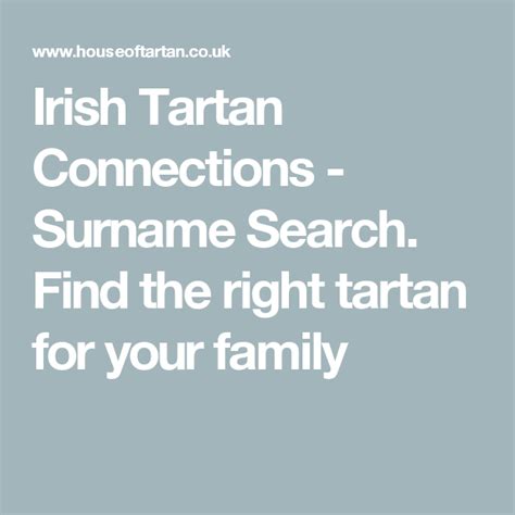 Irish Tartan Connections Surname Search Find The Right