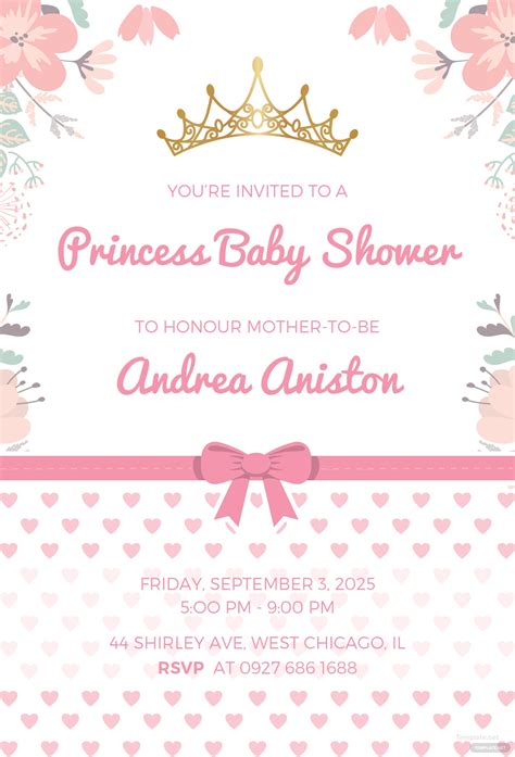 Free Princess Baby Shower Invitation Template In Microsoft Word