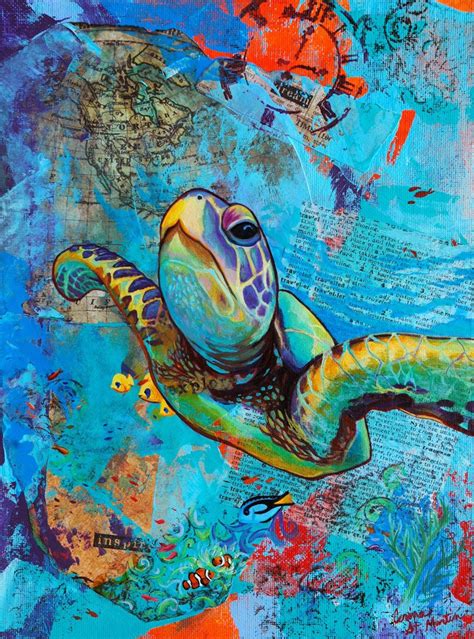 Green Sea Turtle Ocean Traveler Canvas Art By Corinastmartinart 3600