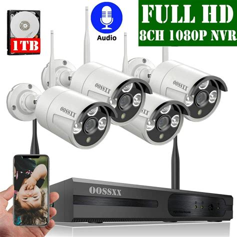 Wireless Security Camera System Oossxx 1080p Home Surveillance Cameras System 8ch Nvr And 4pcs