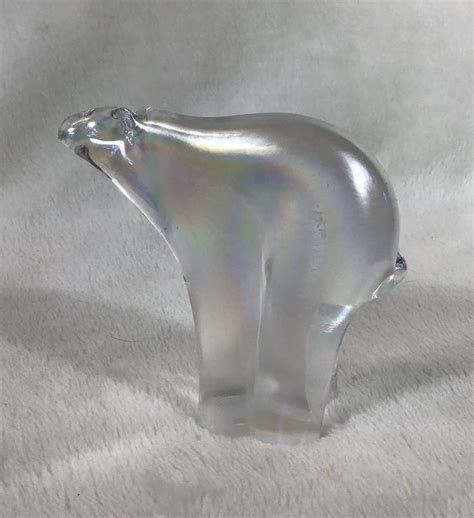 Vintage Hand Blown Clear Glass Polar Bear Figurine Statue Mama Etsy
