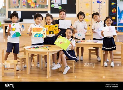 Children Having Art Class In Classroom Stock Photo Alamy