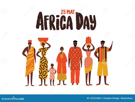 Africa Day Card Of Diverse African People Group Stock Vector