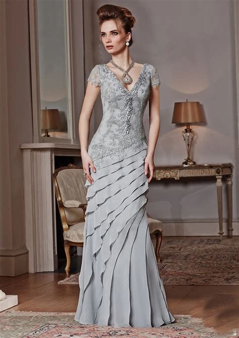 Newest Arrivals 2014 Luxury Elegant Gray Chiffon Appliqued Mermaid