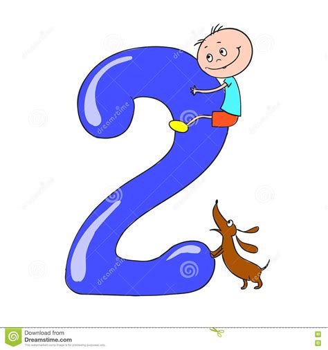 Funny Numbers With Cartoon Characters Children 2 Stock Illustration