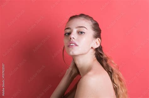 Sexy Girl With Blond Long Hair And Naked Shoulders Stock Photo Adobe