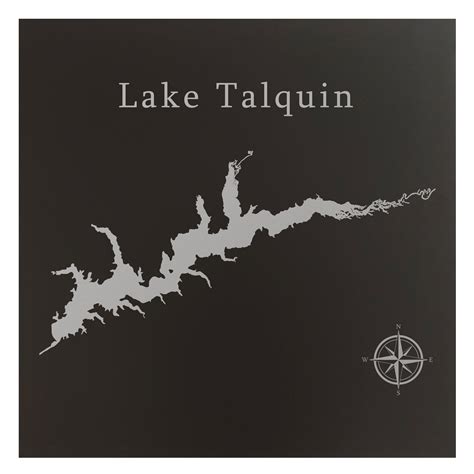 Lake Talquin Map 12x12 Black Metal Wall Art Office Decor T Engraved