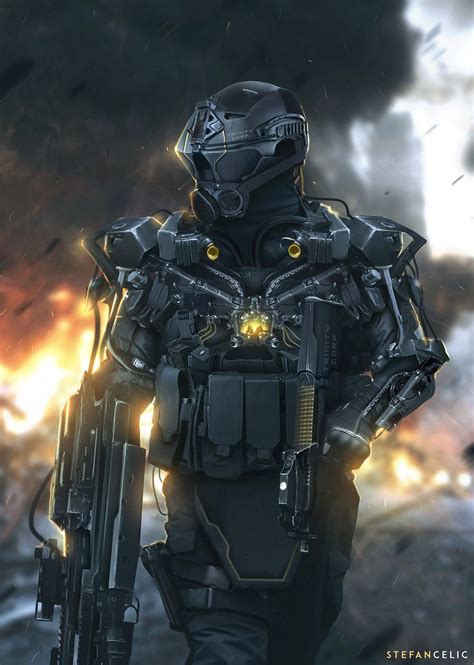 Artstation Scifi Soldier Stefan Celic Sci Fi Armor Sci Fi Concept