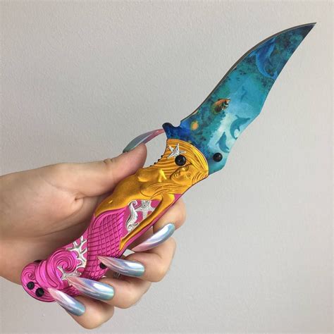 Mermaid Knife Goldpink Pretty Knives Knife Aesthetic Best Pocket