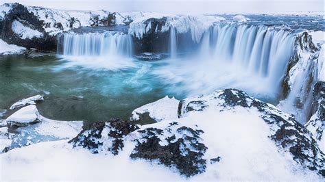 Waterfall Winter Snow Rivers Wallpaper 1920x1080 82536 Wallpaperup