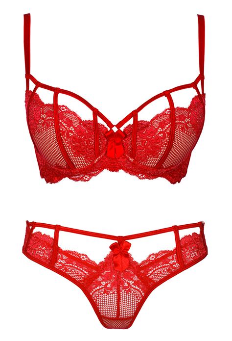 Red Lace European Bra And Panty Set Lingerie Seduction