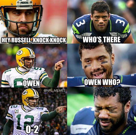 Russell Wilson And Aaron Rodgers Football Jokes Nfl Memes Funny