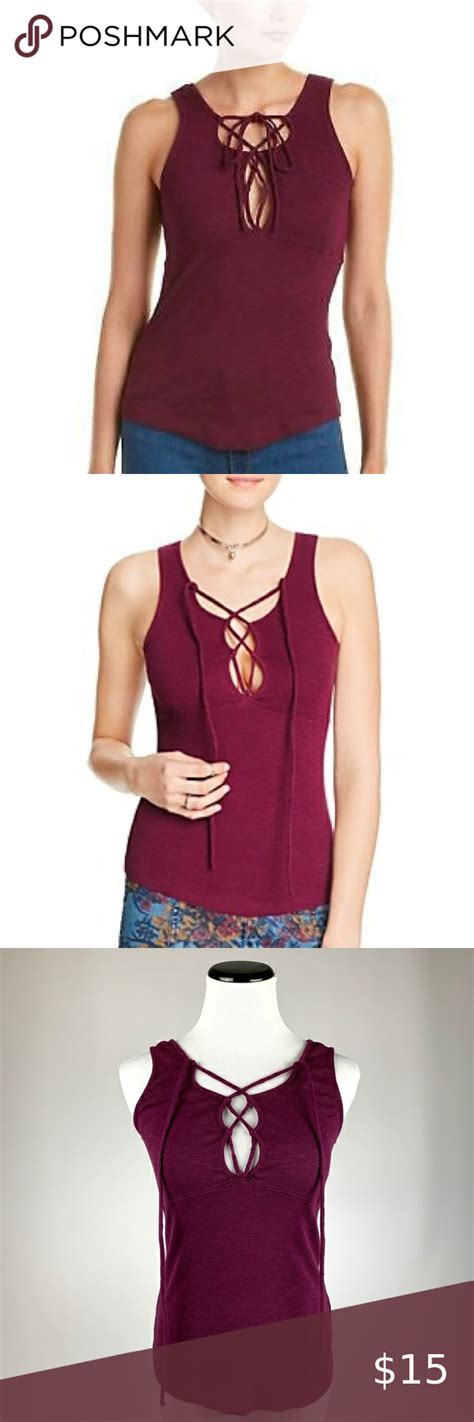 Free People Emmy Lou Lace Up Tank Top Gorgeous Berry Colored Tie Front Tank Top By Free People