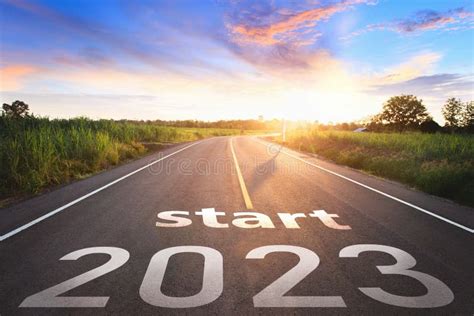 Start 2023 Written On Highway Road In The Middle Of Empty Asphalt Road