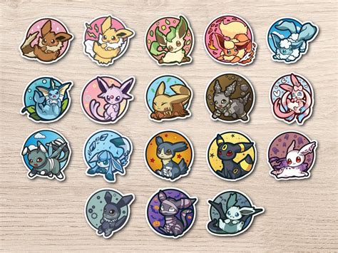 Eevee Evolution Sticker Set Cute Pokemon Stickers Eevee Etsy