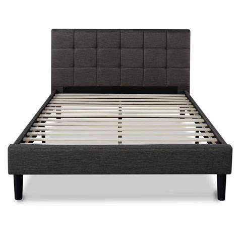 Zinus Lottie Upholstered Square Stitched Platform Bed Frame Full Hd Fspb F The Home Depot
