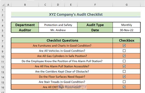 How To Create An Audit Checklist In Excel With Easy Steps